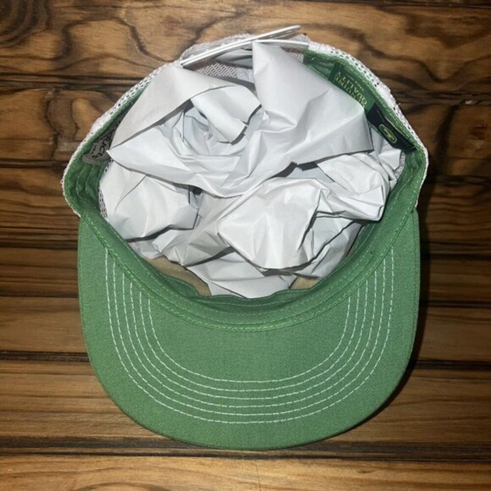 Vintage John Deere K Products Snap Back Trucker Hat Mesh MADE IN USA Green White - Picture 6 of 10